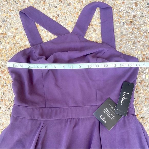 NWT Lulu’s Forevermore Dusty Purple Halter Skater Dress Size M - Picture 4 of 8